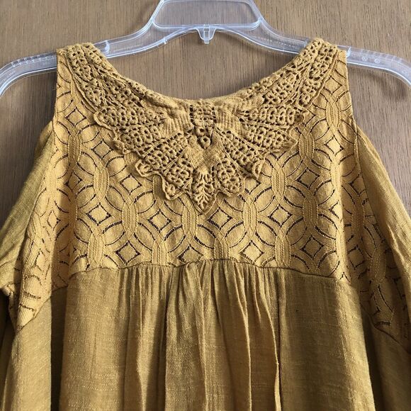 Est. 1946 Women’s V Neck Cold Shoulder Long Sleeve Mustard Mini Dress Size Small - Picture 9 of 13